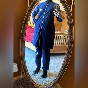 adidas Navy Full-Zip Lightweight Shirt Jacket with Logo